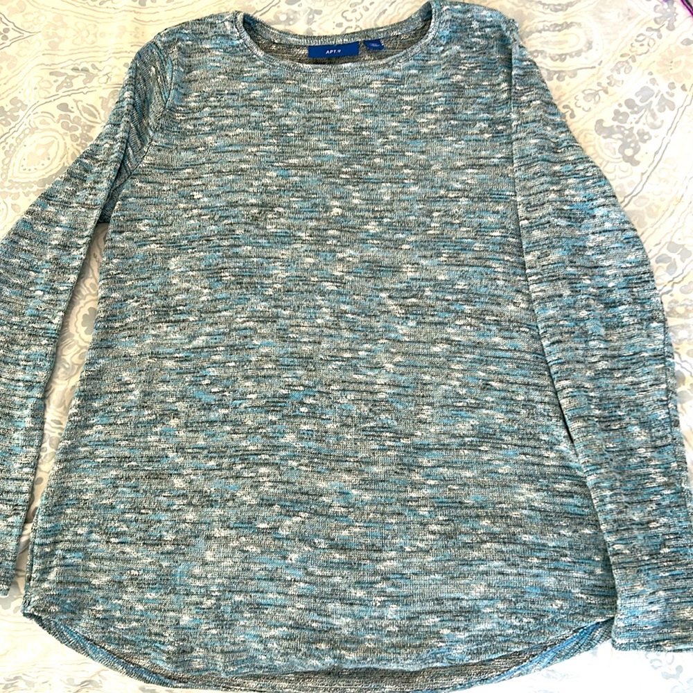 Lightweight tunic sweater, blueheather, size petite medium